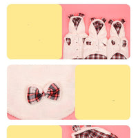 HKM-770579 Fleece-Lined Winter Pet Clothing in Red Plaid and Brown Plaid, Sizes S-XXL
