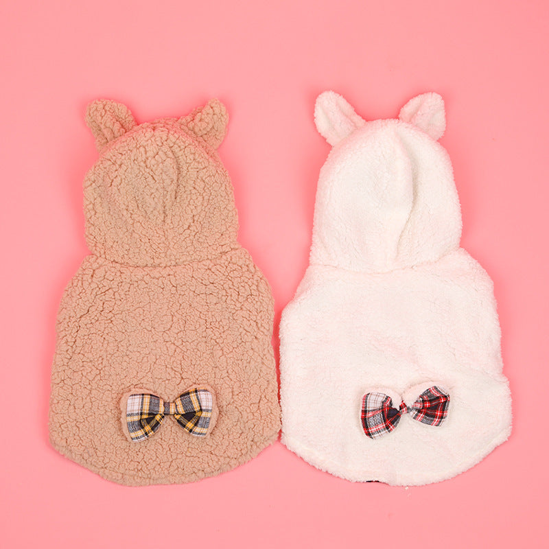 HKM-770579 Fleece-Lined Winter Pet Clothing in Red Plaid and Brown Plaid, Sizes S-XXL