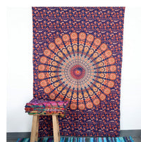HKM-770579 Geometric Indian Mandala Tapestry - Ethnic Wall Hanging, 148x200cm, Polyester Fiber