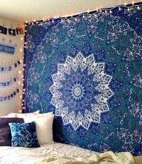 HKM-770579 Geometric Indian Mandala Tapestry - Ethnic Wall Hanging, 148x200cm, Polyester Fiber