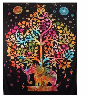 HKM-770579 Geometric Indian Mandala Tapestry - Ethnic Wall Hanging, 148x200cm, Polyester Fiber
