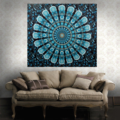 HKM-770579 Geometric Indian Mandala Tapestry - Ethnic Wall Hanging, 148x200cm, Polyester Fiber