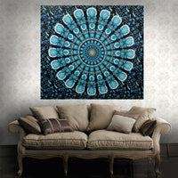 HKM-770579 Geometric Indian Mandala Tapestry - Ethnic Wall Hanging, 148x200cm, Polyester Fiber