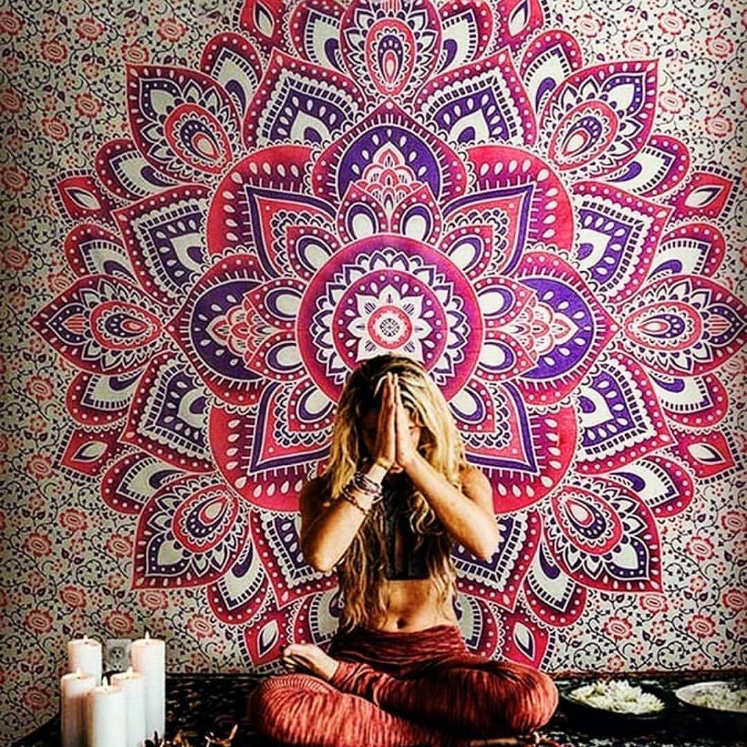 HKM-770579 Geometric Indian Mandala Tapestry - Ethnic Wall Hanging, 148x200cm, Polyester Fiber