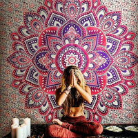 HKM-770579 Geometric Indian Mandala Tapestry - Ethnic Wall Hanging, 148x200cm, Polyester Fiber