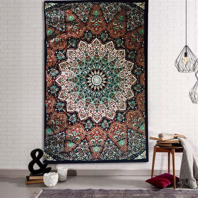 HKM-770579 Geometric Indian Mandala Tapestry - Ethnic Wall Hanging, 148x200cm, Polyester Fiber