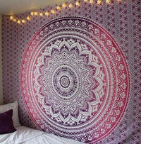 HKM-770579 Geometric Indian Mandala Tapestry - Ethnic Wall Hanging, 148x200cm, Polyester Fiber