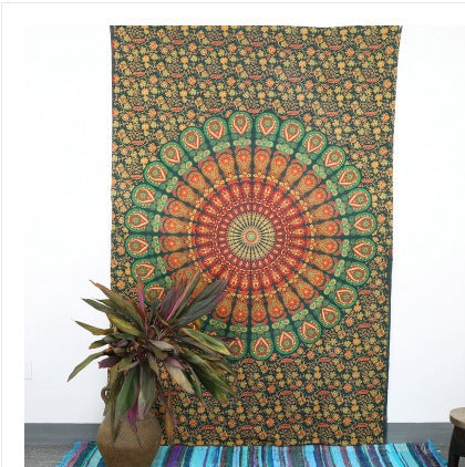 HKM-770579 Geometric Indian Mandala Tapestry - Ethnic Wall Hanging, 148x200cm, Polyester Fiber