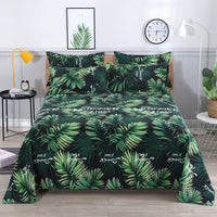HKM-770579 Skin-Friendly Sanded Sheets for All Seasons - Universal Designs in Choi Yun Court, Tropical Rainforest, Banana Leaves, Colorful Feathers, Red Grid, and Love Hearts