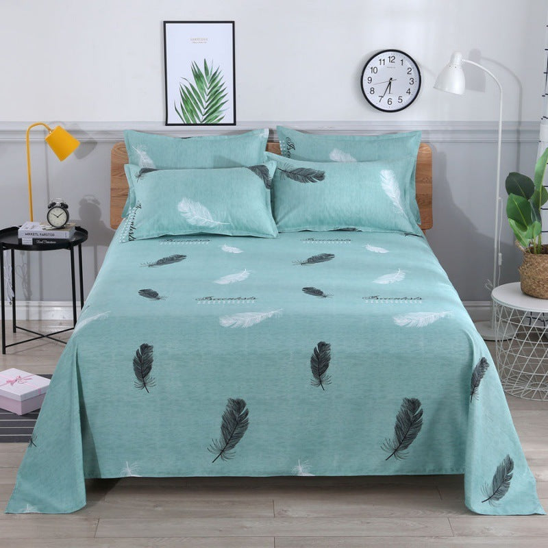 HKM-770579 Skin-Friendly Sanded Sheets for All Seasons - Universal Designs in Choi Yun Court, Tropical Rainforest, Banana Leaves, Colorful Feathers, Red Grid, and Love Hearts