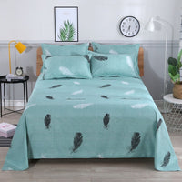 HKM-770579 Skin-Friendly Sanded Sheets for All Seasons - Universal Designs in Choi Yun Court, Tropical Rainforest, Banana Leaves, Colorful Feathers, Red Grid, and Love Hearts