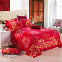 HKM-770579 Skin-Friendly Sanded Sheets for All Seasons - Universal Designs in Choi Yun Court, Tropical Rainforest, Banana Leaves, Colorful Feathers, Red Grid, and Love Hearts