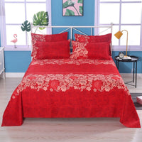 HKM-770579 Skin-Friendly Sanded Sheets for All Seasons - Universal Designs in Choi Yun Court, Tropical Rainforest, Banana Leaves, Colorful Feathers, Red Grid, and Love Hearts