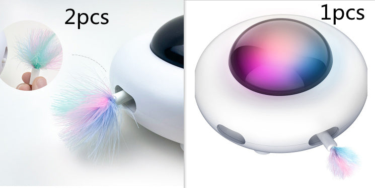 HKM-770771 UFO Electric Cat Teaser Toy with Vibration Activation - Interactive Fun for Cats