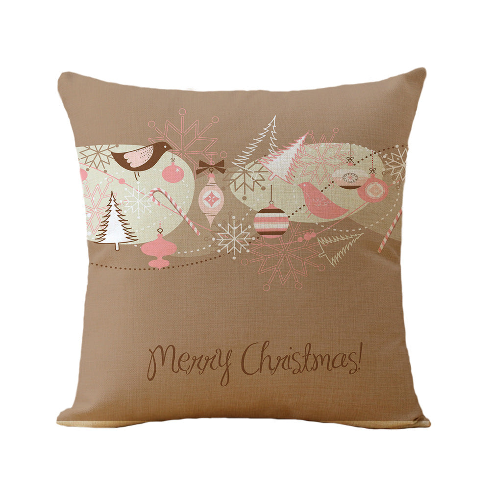 HKM-770963 Christmas Printed Soft Linen Pillowcase - European Classical Design, 44x44 cm, Skin-Friendly Cotton Blend