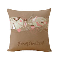 HKM-770963 Christmas Printed Soft Linen Pillowcase - European Classical Design, 44x44 cm, Skin-Friendly Cotton Blend