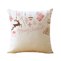 HKM-770963 Christmas Printed Soft Linen Pillowcase - European Classical Design, 44x44 cm, Skin-Friendly Cotton Blend