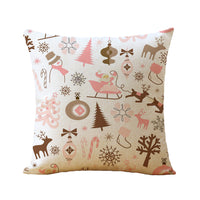 HKM-770963 Christmas Printed Soft Linen Pillowcase - European Classical Design, 44x44 cm, Skin-Friendly Cotton Blend