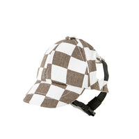 HKM-771091 Plaid Cotton Dog Hat for Small and Medium Dogs in Brown and Black