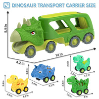 HKM-771219 Dinosaur Transport Carrier Truck Toy Set with Pull Back Dino Cars for Kids