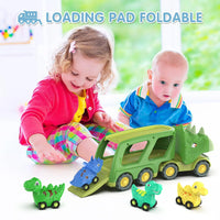 HKM-771219 Dinosaur Transport Carrier Truck Toy Set with Pull Back Dino Cars for Kids