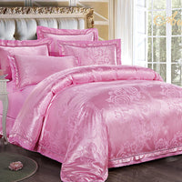 HKM-771347 European-Style 4-Piece Luxury Cotton Satin Bedding Set with Jacquard Design