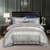 HKM-771347 European-Style 4-Piece Luxury Cotton Satin Bedding Set with Jacquard Design