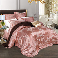 HKM-771347 European-Style 4-Piece Luxury Cotton Satin Bedding Set with Jacquard Design