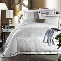HKM-771347 European-Style 4-Piece Luxury Cotton Satin Bedding Set with Jacquard Design