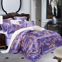 HKM-771347 European-Style 4-Piece Luxury Cotton Satin Bedding Set with Jacquard Design