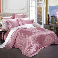 HKM-771347 European-Style 4-Piece Luxury Cotton Satin Bedding Set with Jacquard Design
