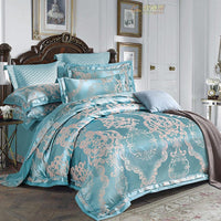 HKM-771347 European-Style 4-Piece Luxury Cotton Satin Bedding Set with Jacquard Design