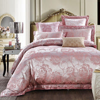 HKM-771347 European-Style 4-Piece Luxury Cotton Satin Bedding Set with Jacquard Design