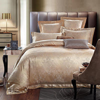 HKM-771347 European-Style 4-Piece Luxury Cotton Satin Bedding Set with Jacquard Design