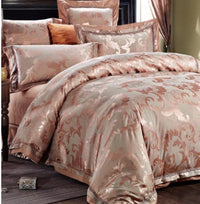 HKM-771347 European-Style 4-Piece Luxury Cotton Satin Bedding Set with Jacquard Design