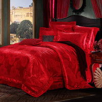 HKM-771347 European-Style 4-Piece Luxury Cotton Satin Bedding Set with Jacquard Design