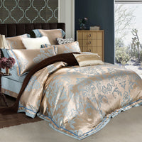 HKM-771347 European-Style 4-Piece Luxury Cotton Satin Bedding Set with Jacquard Design