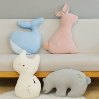 HKM-771475 Soft Plush Cushion Pillow for Sofa and Bedside - Available in Blue, Rice, Pink, and Grey