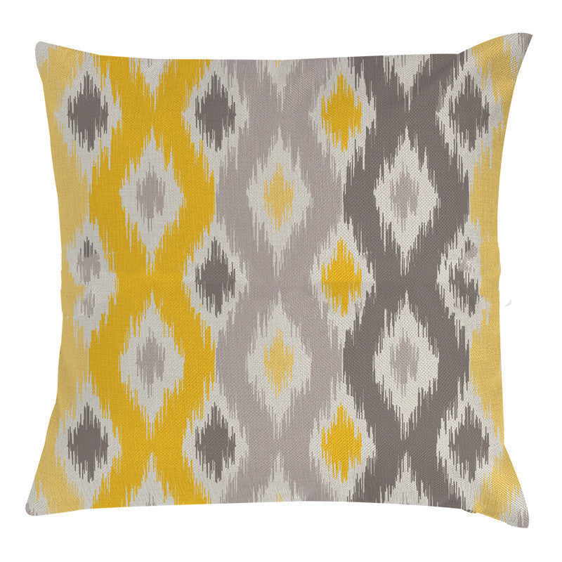 HKM-771539 Linen Hand-Painted Bee and Owl Sofa Pillowcase in Modern Geometric Design, 45x45cm