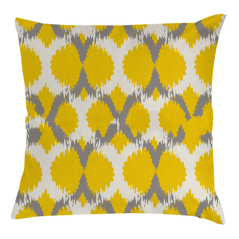 HKM-771539 Linen Hand-Painted Bee and Owl Sofa Pillowcase in Modern Geometric Design, 45x45cm