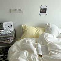 HKM-771731 Water Wash Printed Four Piece Bedding Set - Solid Color Polyester Cotton Blend, Various Sizes Available
