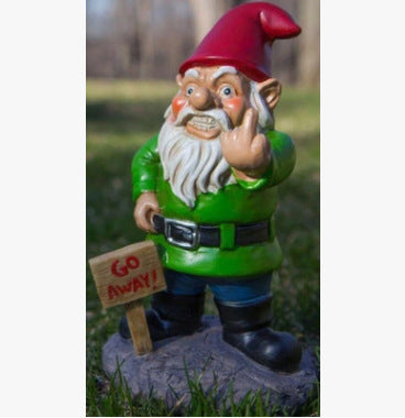 HKM-771859 12 Inch Modern Polyresin Evil Gnome Statue - Flippy Garden Decor