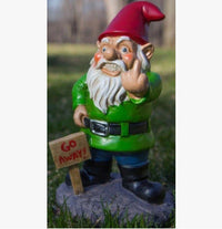 HKM-771859 12 Inch Modern Polyresin Evil Gnome Statue - Flippy Garden Decor