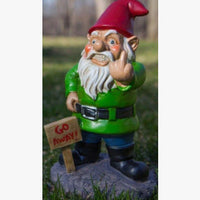 HKM-771859 12 Inch Modern Polyresin Evil Gnome Statue - Flippy Garden Decor