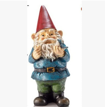 HKM-771859 12 Inch Modern Polyresin Evil Gnome Statue - Flippy Garden Decor