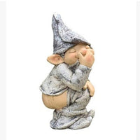 HKM-771859 12 Inch Modern Polyresin Evil Gnome Statue - Flippy Garden Decor