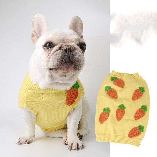 HKM-771987 Thick and Fluffy Dog Sweater for Autumn Winter – Available in Yellow and Multiple Sizes