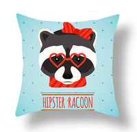 HKM-772115 Animal-Themed Short Plush Cushion Cover - Cartoon Design, 45x45cm