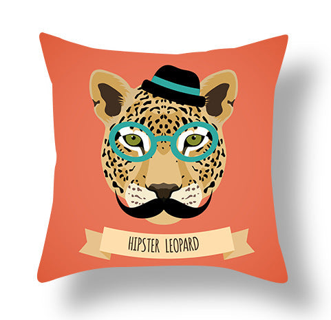 HKM-772115 Animal-Themed Short Plush Cushion Cover - Cartoon Design, 45x45cm