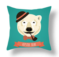 HKM-772115 Animal-Themed Short Plush Cushion Cover - Cartoon Design, 45x45cm